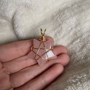 Rose quarts wire wrap handmade pendant
